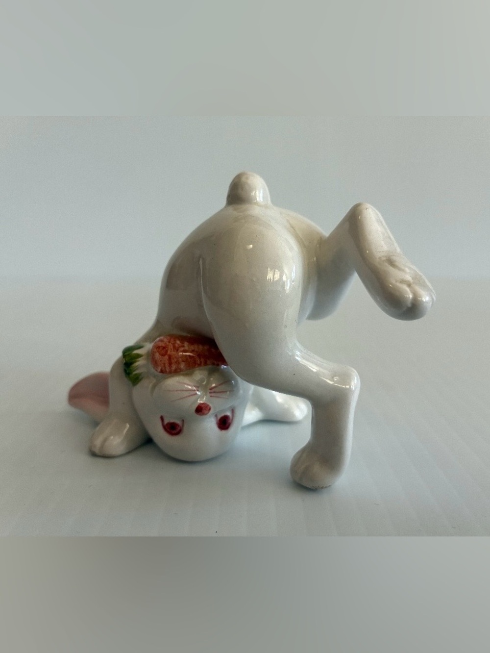 Vintage Ceramic FF 1978 White Bunny Figurine Hand Painted Farmhouse Cottagecore